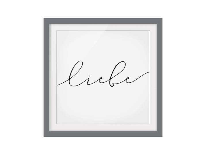 Bild Liebe Kalligraphie III Teilmassivholz Kiefer, matt lackiert Schwarz 50 x 50cm