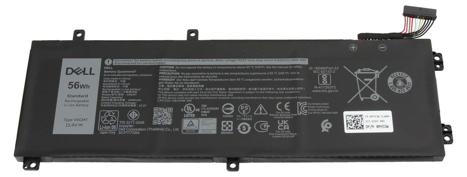 Dell laptopbatterij voor geselecteerde modellen