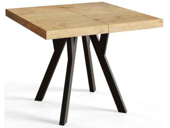 Esstisch Ausziehbar Rico 100-200cm, Lancelot, Holzbeine, Modernes Design Quadratischer Tisch, Moderner Design, Wohnzimmertisch und Küchentisch, Stabile Konstruktion, Schwarze Beine