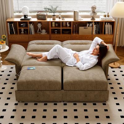 Loedds 85-Inch Plush Pull-Out Sleeper Sofa Bed with USB Charging