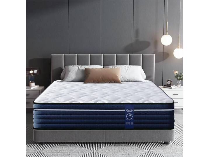 Matelas 140x200 cm Épaisseur 28cm Mémoire de Forme et Ressorts Ensachés Haute Densité Soulage Douleurs Dorsales Respirante
