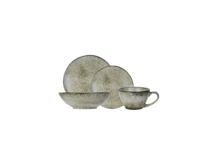Handgefertigtes Geschirr-Set „Verdastro III“ 24-teilig Natur, Beige, Moosgrün hell Cosy & Trendy