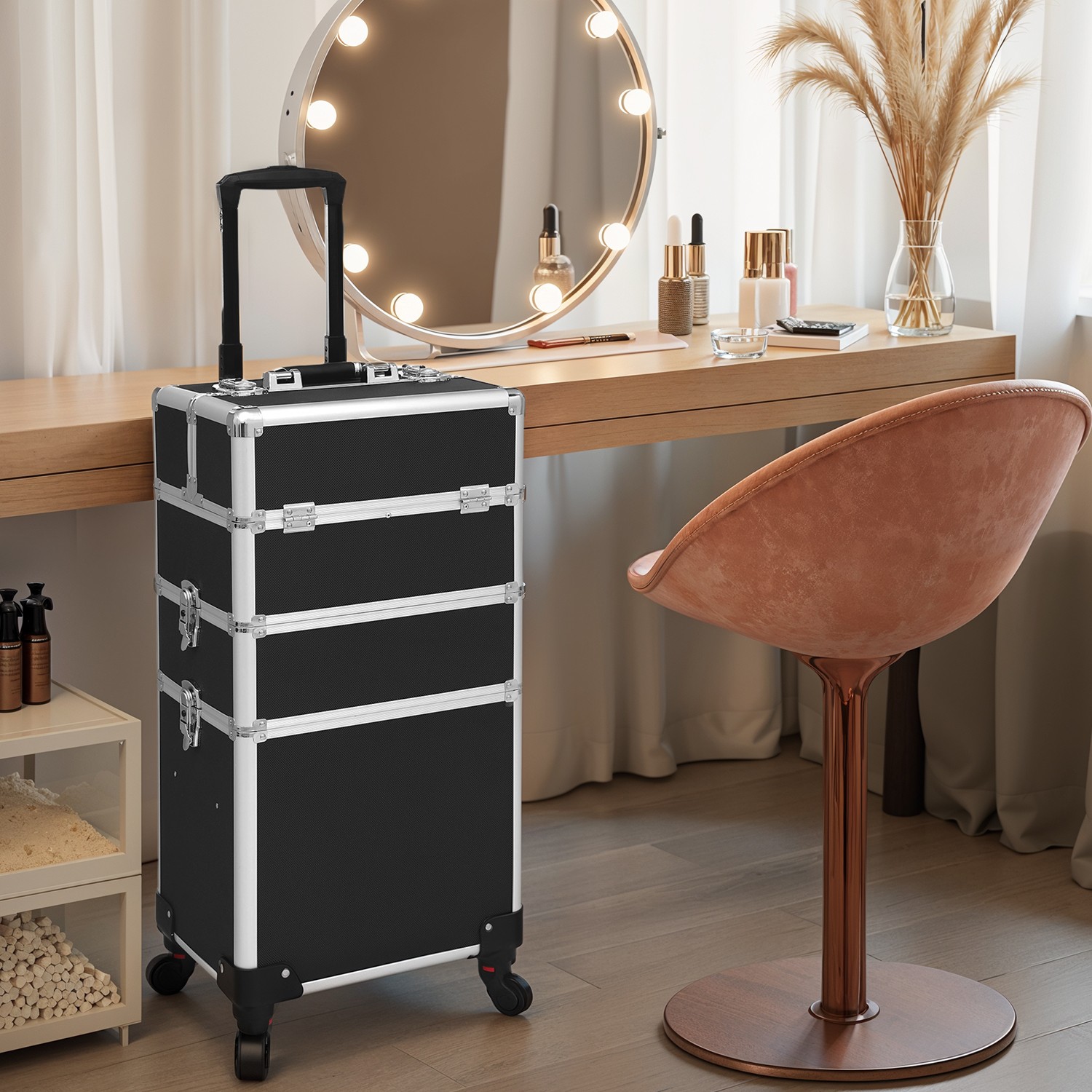 SONGMICS Kosmetikkoffer, Trolley, 3-in-1 Schminkkoffer JHZB3501B