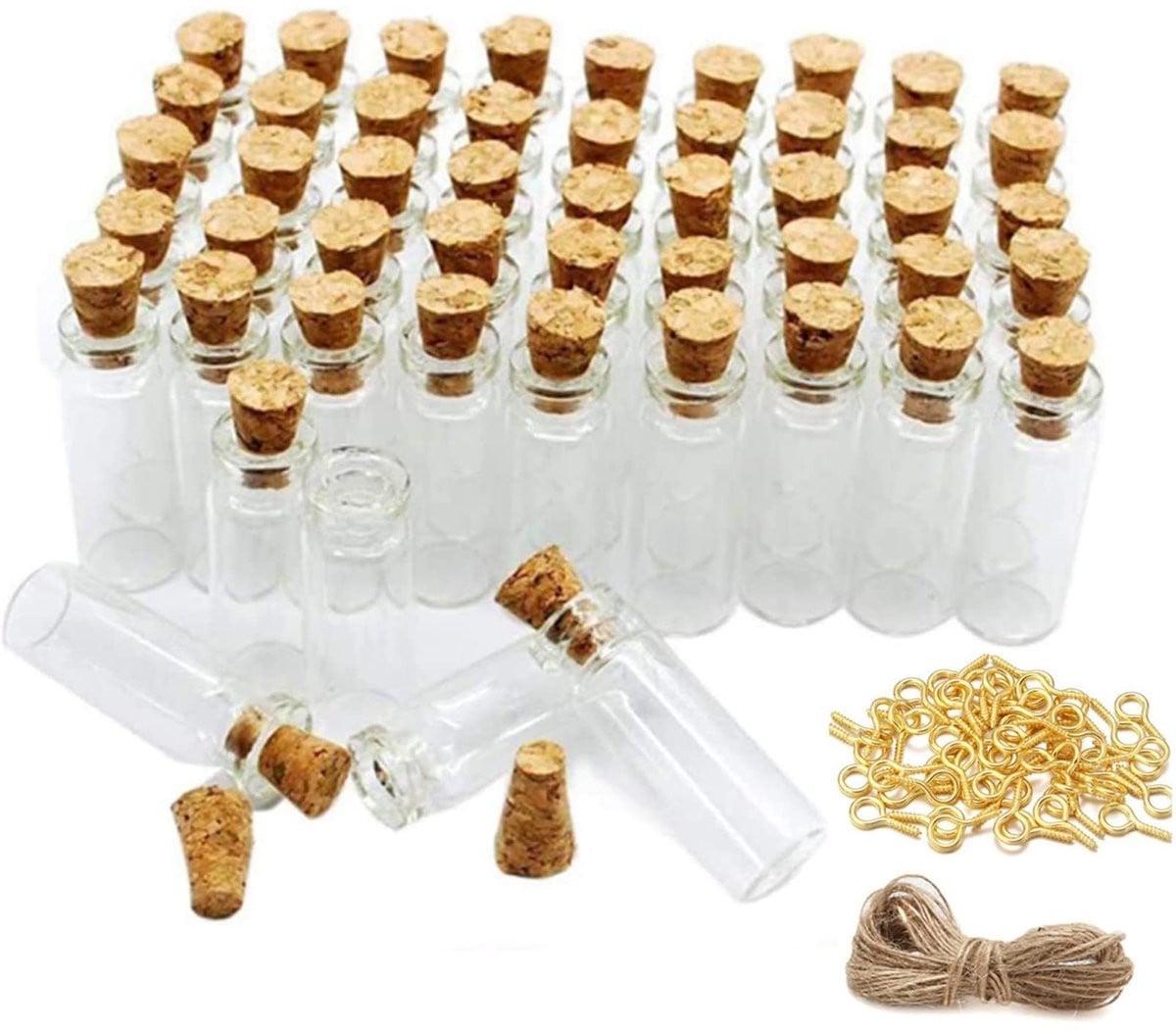Omgoods 100 stuks mini glazen flesjes met kurk 3ml voor DIY