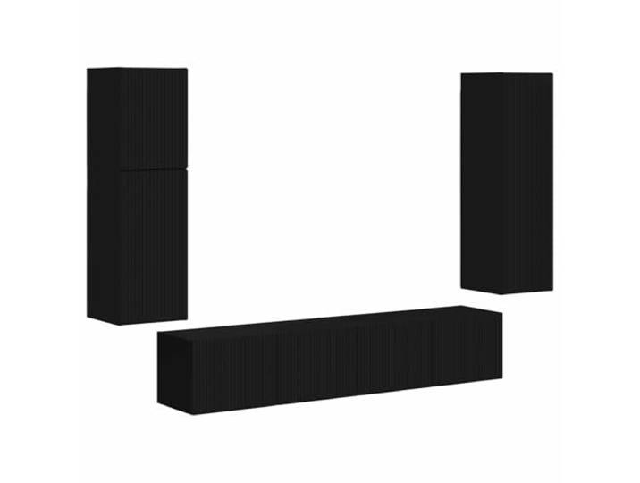 LMTYOENFG TV-Schrank Set 4-teilig Wandmontage Schwarz Holzwerkstoff Moderne Hängeschränke fürs Wohnzimmer: 4-teiliges Set aus Holzwerkstoff schafft viel Stauraum und spart Bodenfläche.