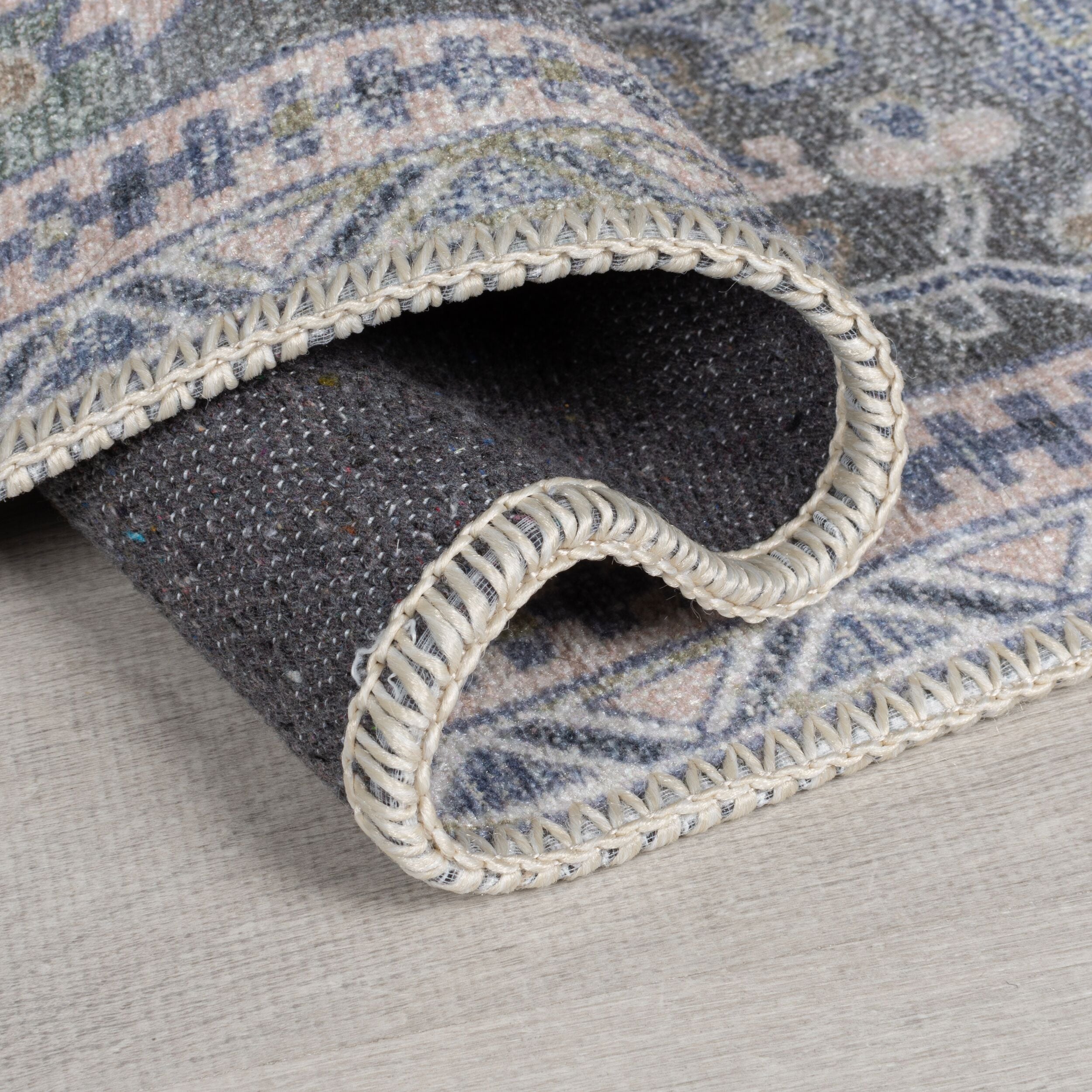 Teppich FLAIR RUGS "Windsor", grün, B:60cm H:4mm L:230cm, Kunstfaser, Teppiche, Teppich, Waschbarer Teppich