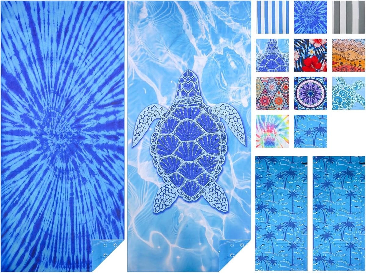 Extra groot microvezel strandlaken voor volwassenen, lichtgewicht en sneldrogend met opbergvak, 180 x 80 cm