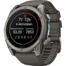 GARMIN FENIX 9 - 51 MM KIESELGRAU/TITAN Smartwatch Faserverstärktes Polymer mit Titan-Lünette & -Rückseite Silikon, 26mm, Kieselgrau