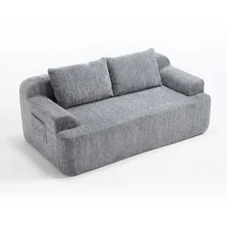 MODFU Schlafsofa Cordstoff Grau mit 2 Kissen, umwandelbar