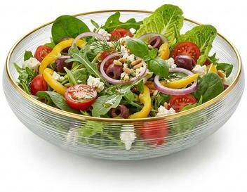 Vivience Curved Glass Bowl with Gold Rim- 2 sizes