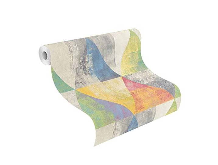Rasch 410914 Vliestapete, Rot, Creme, gelb, blau, grün