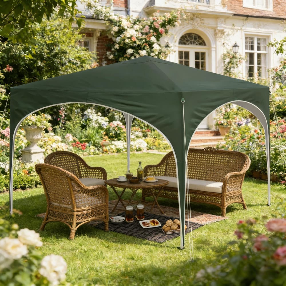 REDOM Kiosque pliante en métal verte avec hauteur réglable 3x3 m Vert 300x260x300cm