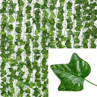 Uplifted Goods Artificial Green Ivy Leaf Garland For Home And Garden Decoration c 11m 5 Strings