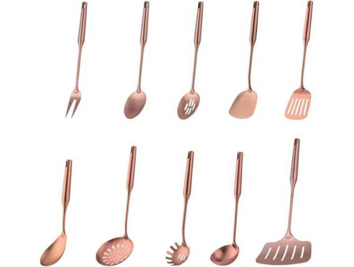 KEuLen Küchenhelfer Set, Küchenutensilien Set, Edelstahl Roségold Küchenutensilien Küchenwerkzeug Funktionelles Kochgeschirr 10-teiliges Set