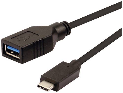 Roline USB-Kabel USB 3.2 Gen1 USB-C Stecker, USB-A Buchse 0.15m Schwarz 11.02.9030