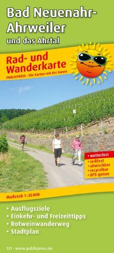 Publicpress - Rad- und Wanderkarte Bad Neuenahr-Ahrweiler und das Ahrtal: Mit Ausflugszielen, Einkehr- & Freizeittipps und Stadtplan, wetterfest, reissfest, ... reissfest, abwischbar, GPS-genau. 1:25000 - Preis vom 11.10.2026 03:10:56 h