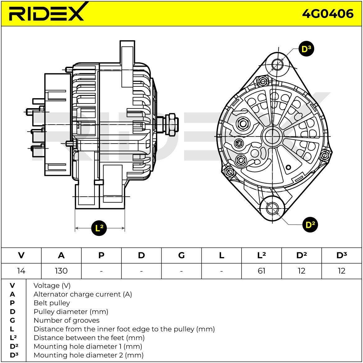 RIDEX 4G0406 Lichtmaschine