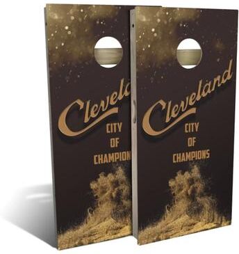 Skip's Garage Cleveland Champs Basketball Outdoor Cornhole Board Set