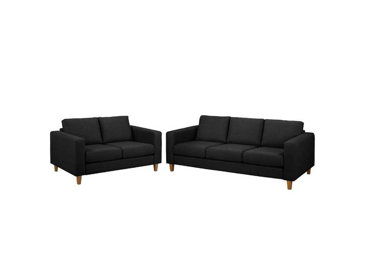Ensemble 2 éléments Noir Tissu Lark 214 x 86 x 90cm Scandi