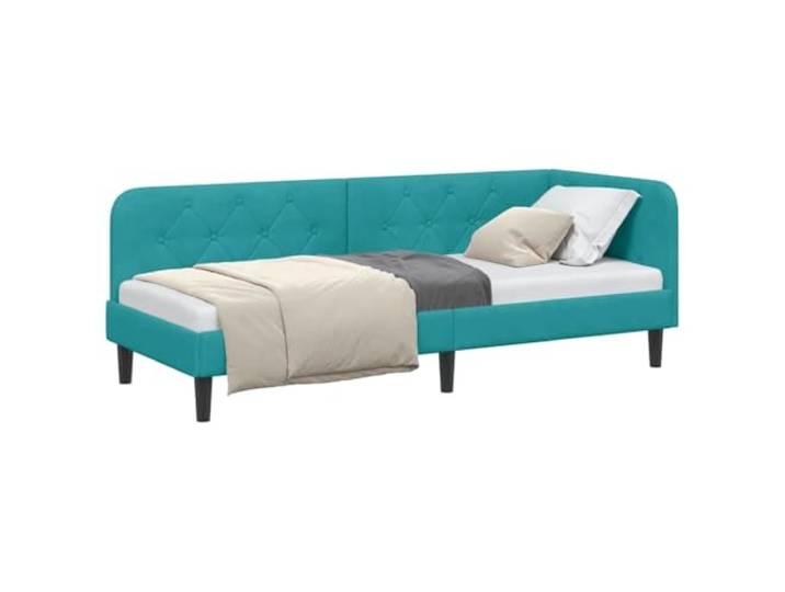 KTHLBRH Eckbett Türkis 80 x 200 cm Samt Wendbare Armlehne, platzsparendes Schlafsofa, Holzrahmen, 140 kg
