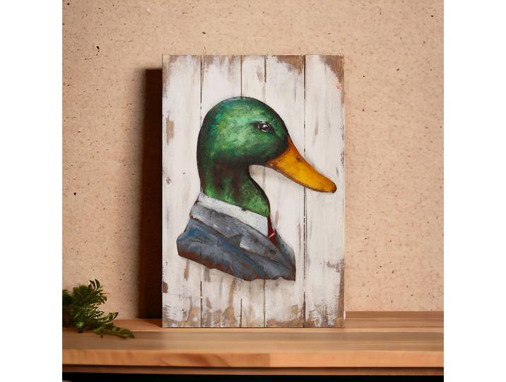 Tableau Relief 'Mr Canard en Bois et Métal