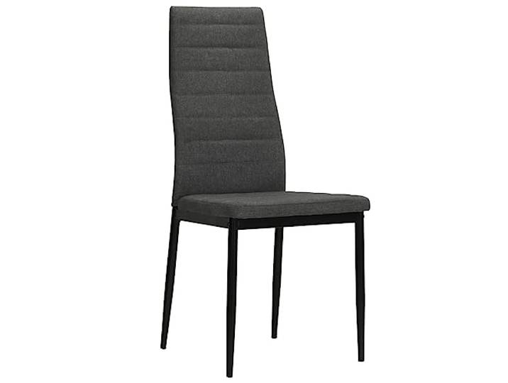 HKLGBVCR Esszimmerstühle, dunkelgrau, Stoff, hohe Rückenlehne, 4 Stück Stahlrahmen, industrieller Stil, atmungsaktiver Stoff, max. 110 kg pro Sitz, Esszimmer