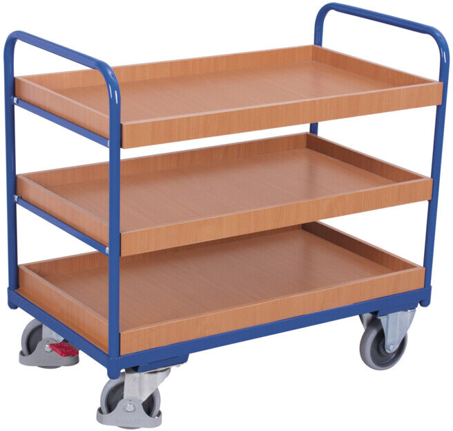 VARIOfit Chariot à plateaux bas 1 200 × 800 mm, 3 plateaux (sw-800.244)