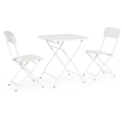 Garten-Set Yvonne aus Metall, klassisch klappbar, weiß, pflegeleicht und kompakt