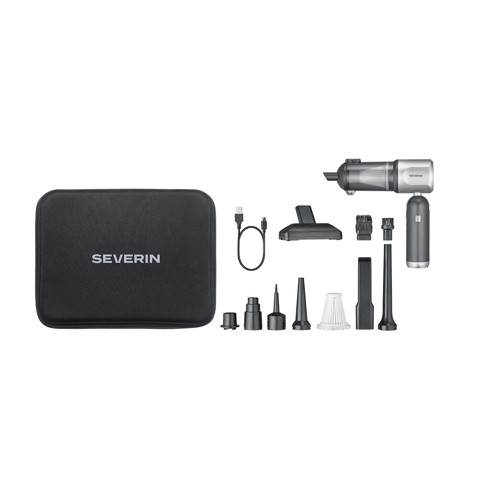 SEVERIN HV 7137 S-Power DuoBoost Akku-Handstaubsauger ohne Stiel (120 Watt, Li-Ion-Akku 11,1 V 2.000 mAh, kabellos, 3 Saugstufen, 10 min Laufzeit, 30 min Laufzeit im Eco-Modus, 17.000 Pa Saugleistung)