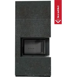 Kaminbausatz KRATKI FLOKI BOX rechts 8 kW Ø 160 Quarzsinter OXIDE NERO schwarz Verkleidung