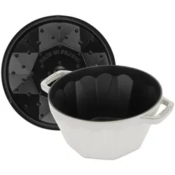 Staub Cocotte Diamant 22cm, rund, Weisser Trüffel, Gusseisen, Pfanne + Kochtopf, Weiss