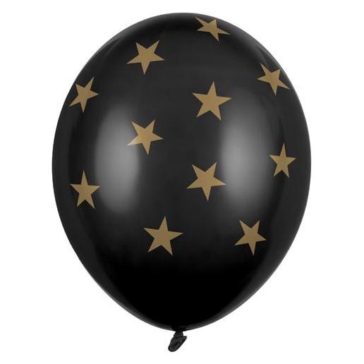 Partydeco Balloons 30cm, Stars, Pastel Black (1 pkt / 6 pc.) (6x) (39404644)