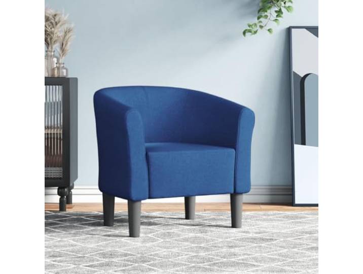 HEFZGDB Moderner Clubsessel Blau Stoff Bezug Atmungsaktiv Langlebig Mit Robustem Holzgestell Bequem Gepolsterte Sitzfläche Rückenlehne Armlehnen Für Wohnzimmer Büro Entspannung