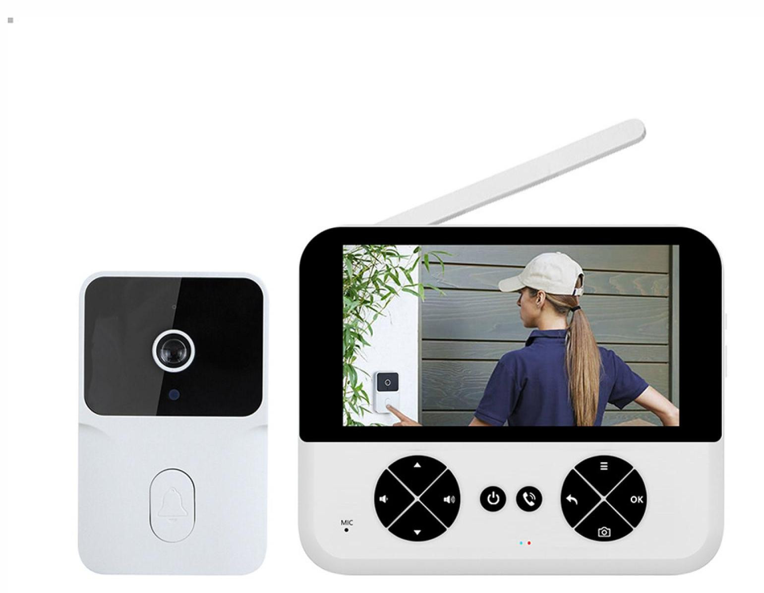Zimilo Slimme Videodeurbel met Monitor en Nachtzichtfunctie, Wit