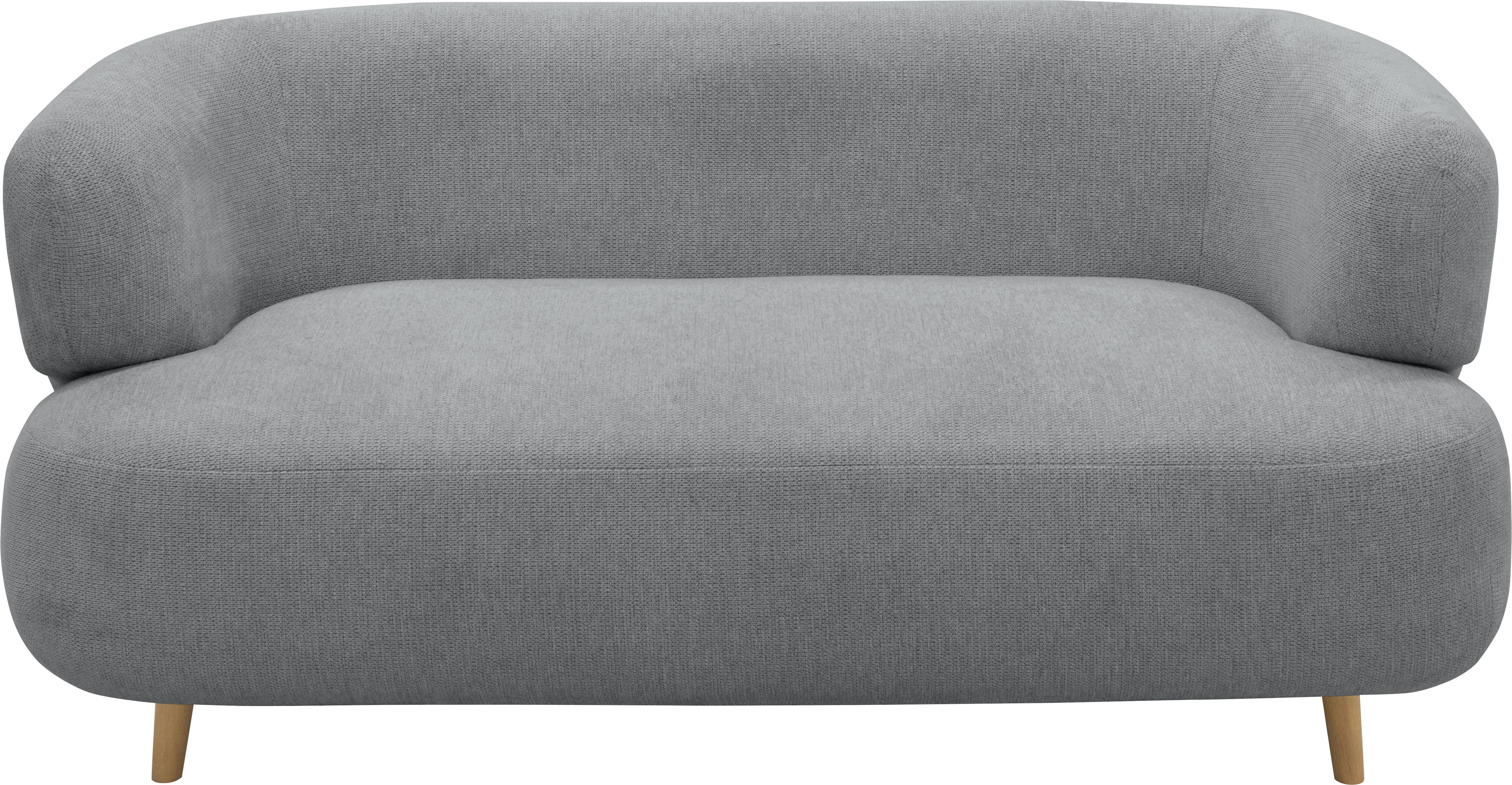 2-Sitzer HOME AFFAIRE "Tistam Runde Form", grau, B:160cm H:73cm T:86cm, 95% Polyester, 5% Nylon, Sofas, 2-Sitzer, perfektes Einzelstück, organische Form, Füße aus massivem Holze