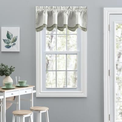 Plaza Stripe 2 Fabric Bradford Valance by Plaza Stripe in Sage