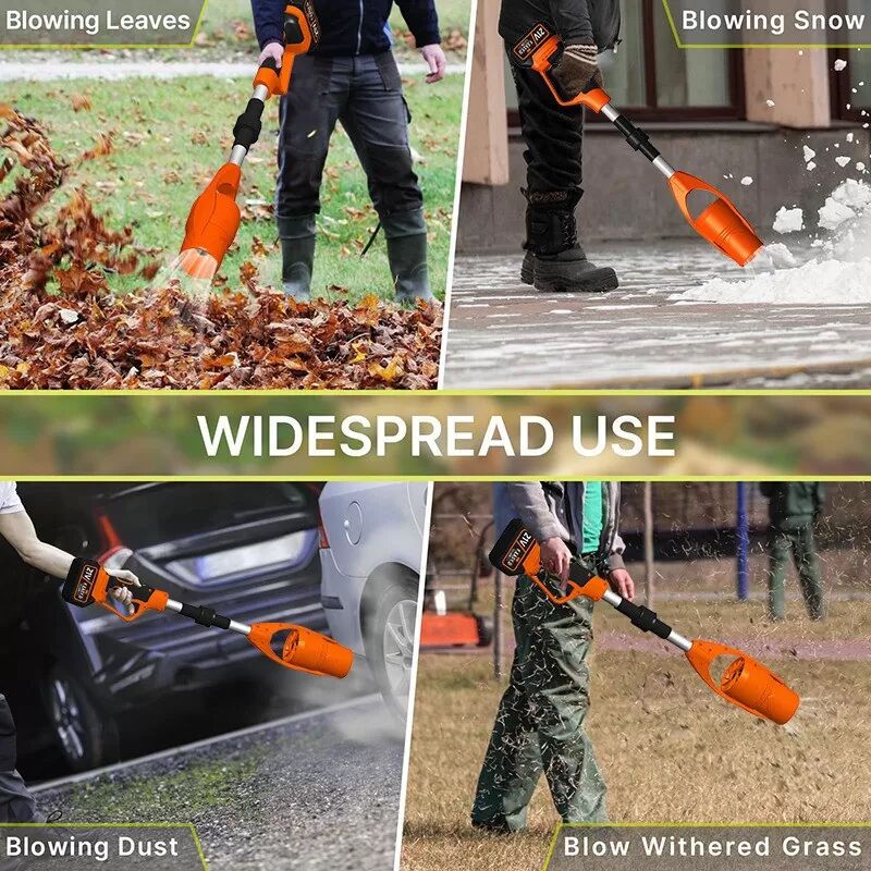 INF 21V Akku-Laubbläser mit Faltfunktion – Hochgeschwindigkeit, tragbar für Garten, Staub- und Schneebeseitigung Orange