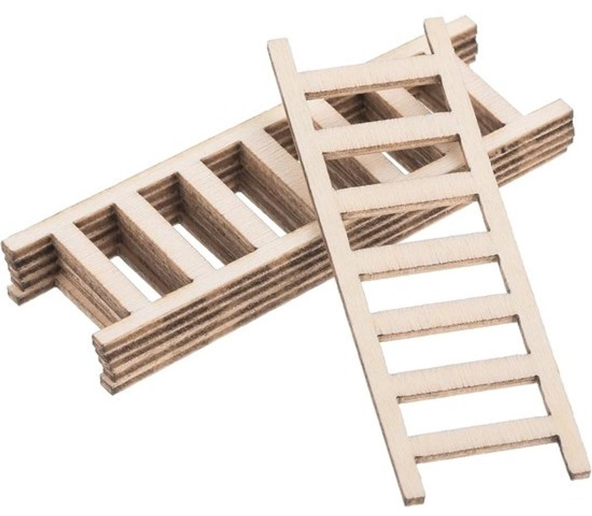 Miniatuur Houten Ladder Set voor Poppenhuis en Knutselprojecten