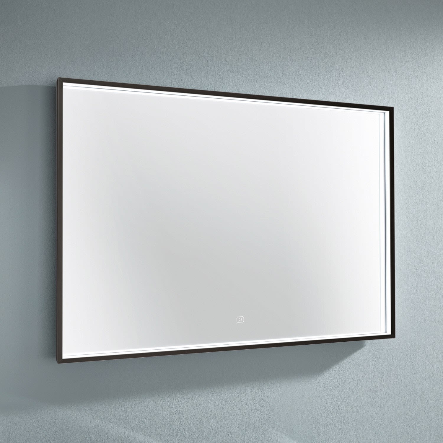 Puris Rounds Badspiegel 140 cm mit schwarzem matt eloxiertem LED-Alurahmen