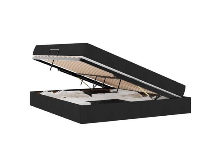 KKgypkn Staubett schwarz 160x200 cm mit Matratze, Aufbewahrungsbett mit hydraulischem System, modernes Bett mit Stauraum und stabilem Metallrahmen aus Polyester