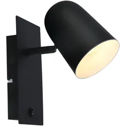 BRILLIANT Lampe Ayr Wandspot Schalter schwarz matt   1x D45, E14, 18W, geeignet für Tropfenlampen (nicht enthalten)   Mit Kippschalter