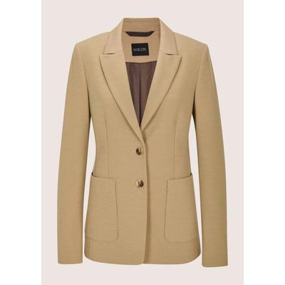 Jackenblazer MADELEINE "Blazer Jerseyblazer mit Reverskragen", Damen, Gr. 36, beige (berber), Obermaterial: 70% Polyester PES. 27% Viskose CV. 3% Elasthan EL., Modern, tailliert, Blazer, Formgebende Abnäher