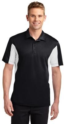 Sport-Tek ST655 Side Blocked Micropique Sport-Wick Polo Shirt in Black/White size XS   Polyester