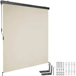 tectake Senkrechtmarkise Eloise mit 2 Wandhaltern - 160 x 250 cm beige
