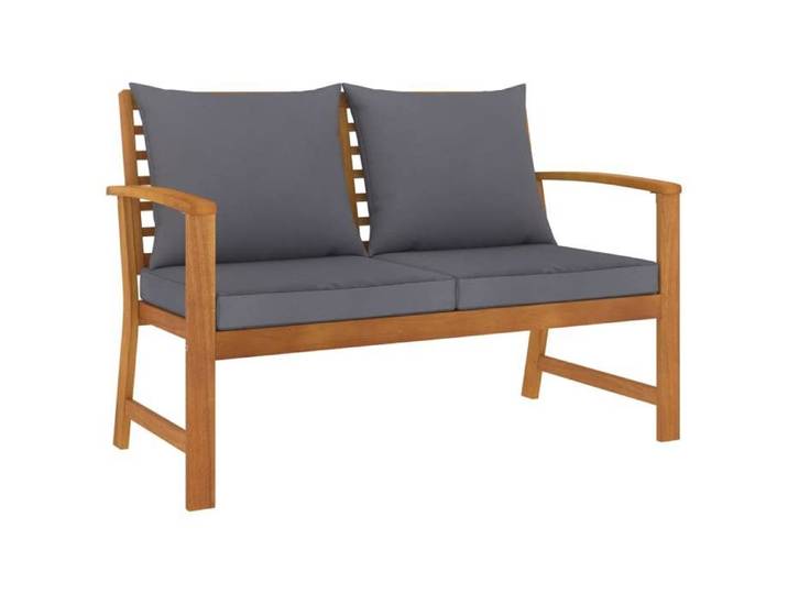Banc de jardin meuble de patio d'extérieur terrasse et coussin gris foncé 120 x 60 5