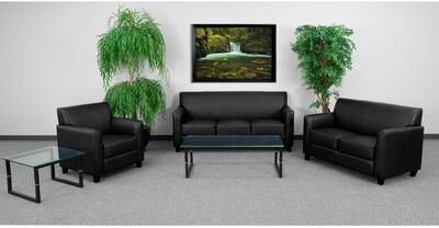 Benville Modern Black Leather 3-piece Living Room Set
