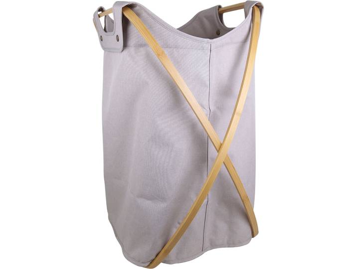 Wäschekorb Cora offwhite Polyester/Holz - Wäschekorb