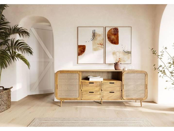 Sideboard Mango 200x40x80 natur lackiert VALENCIA #120