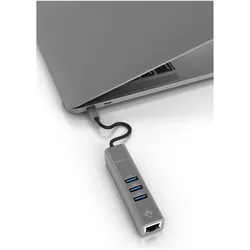 Terratec Connect C2 (USB-C, 4 Ports), Dockingstation + USB Hub, Silber