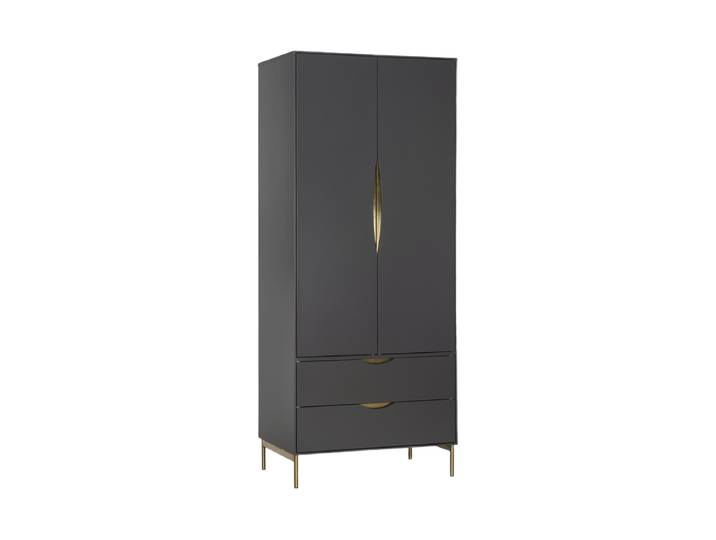 Moderner Kleiderschrank „Kobe“, 2-türig Eiche Dunkelgrau MR.WOOD